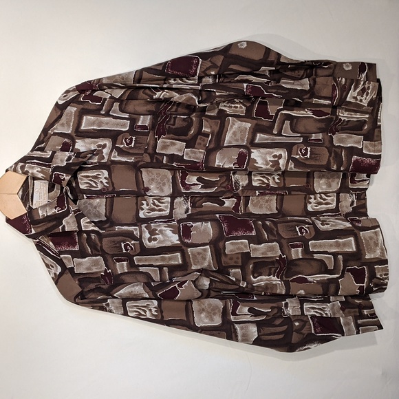 Vintage 70's Sears Men's Store button front brown patterned shirt - Picture 2 of 6